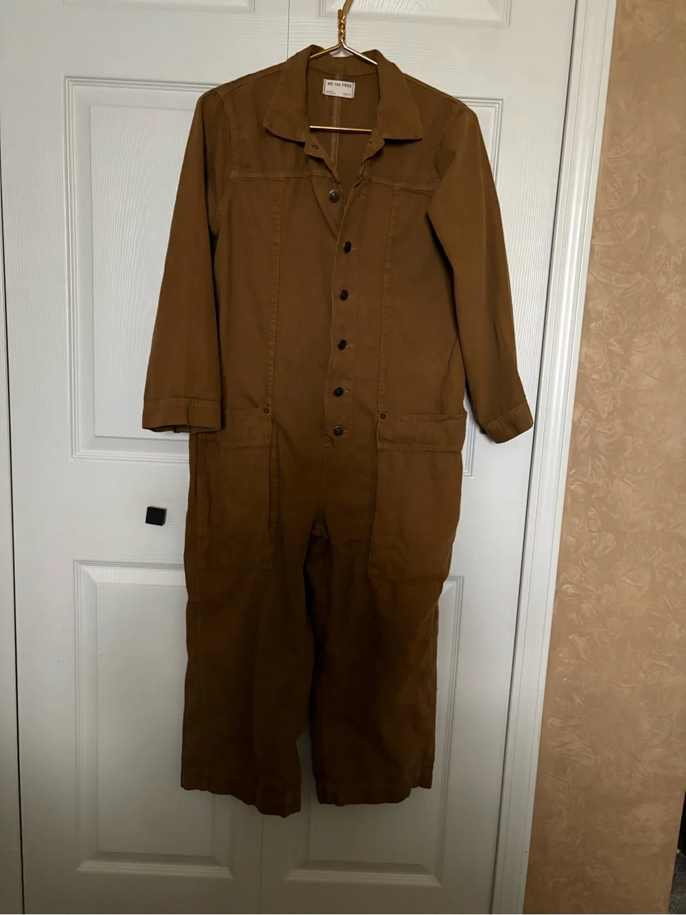 Free People Rust Brown Button-Up Utility Jumpsuit - Picture 2 of 4